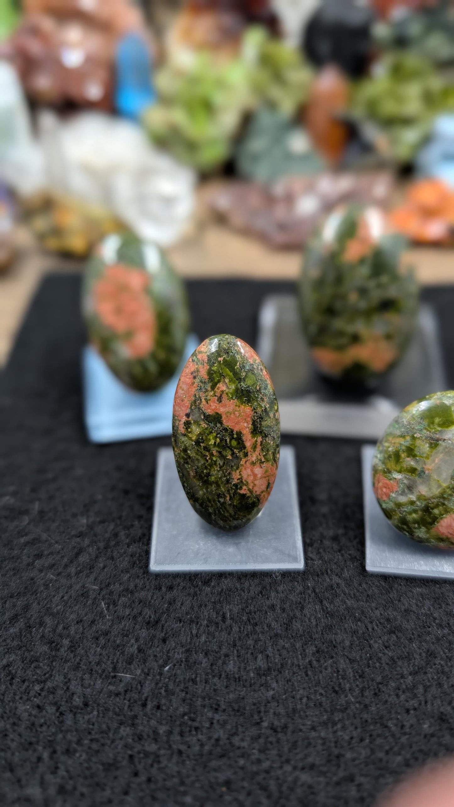 Unakite - India - 1 Cabochon - Earthy Green and Pink Tones