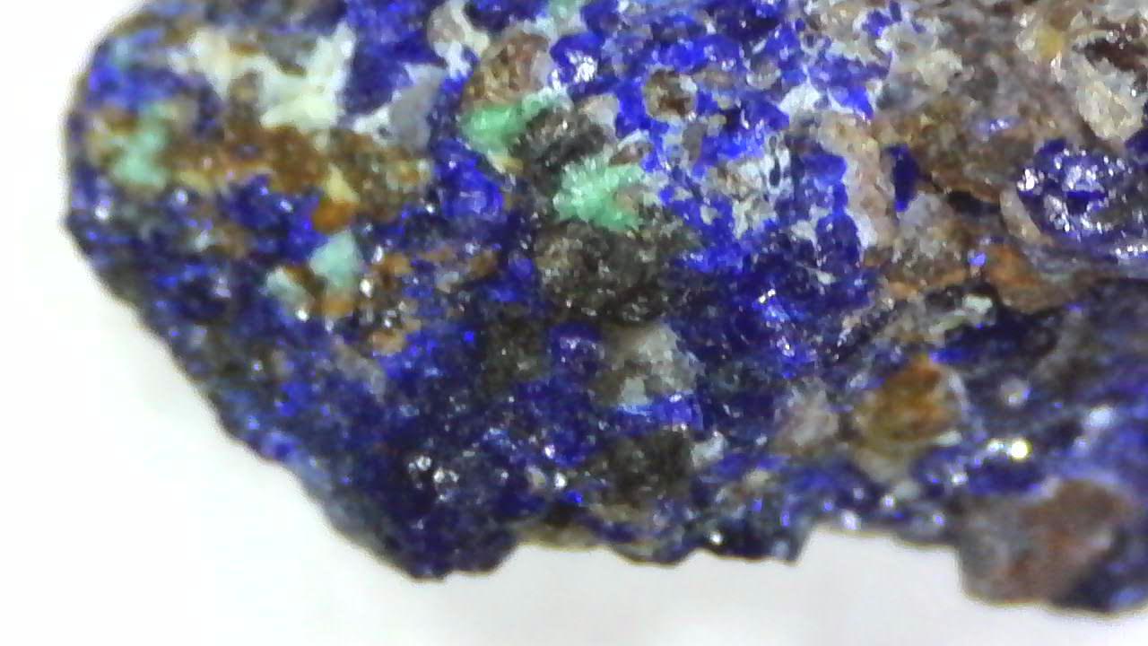 Azurite with Malachite and Calcite Crystals – Morenci Mine, Arizona