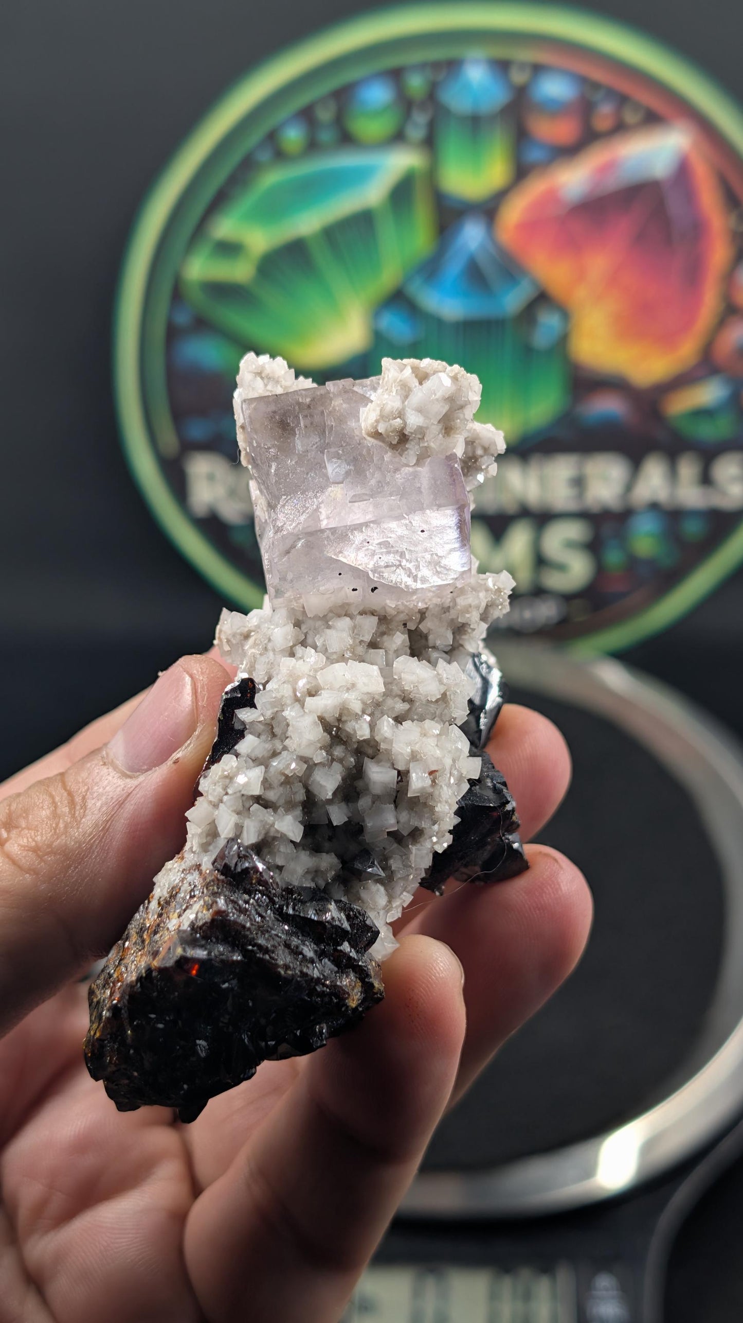 Sphalerite with Purple Fluorite on Dolomite