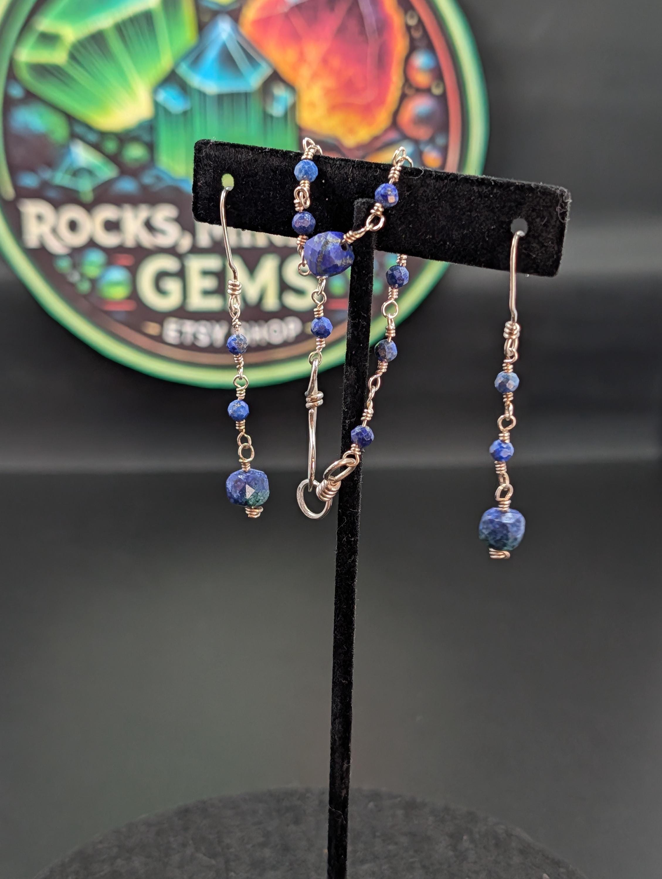 Lapis Lazuli And Fine Silver Earrings And Bracelet Set One Of A Kind Handmade Jewelry by Sacred Alchemy Studios