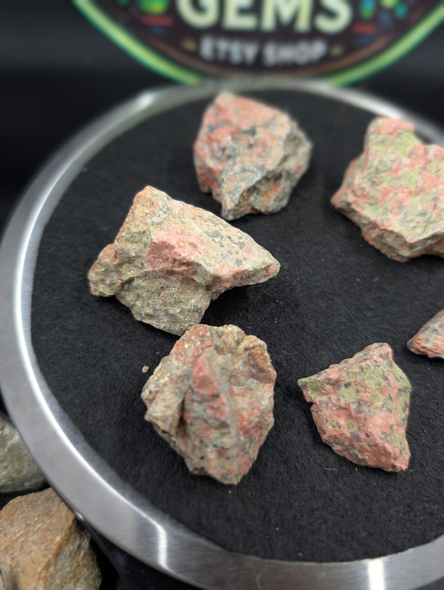 Unakite - India - 1 Cabochon - Earthy Green and Pink Tones