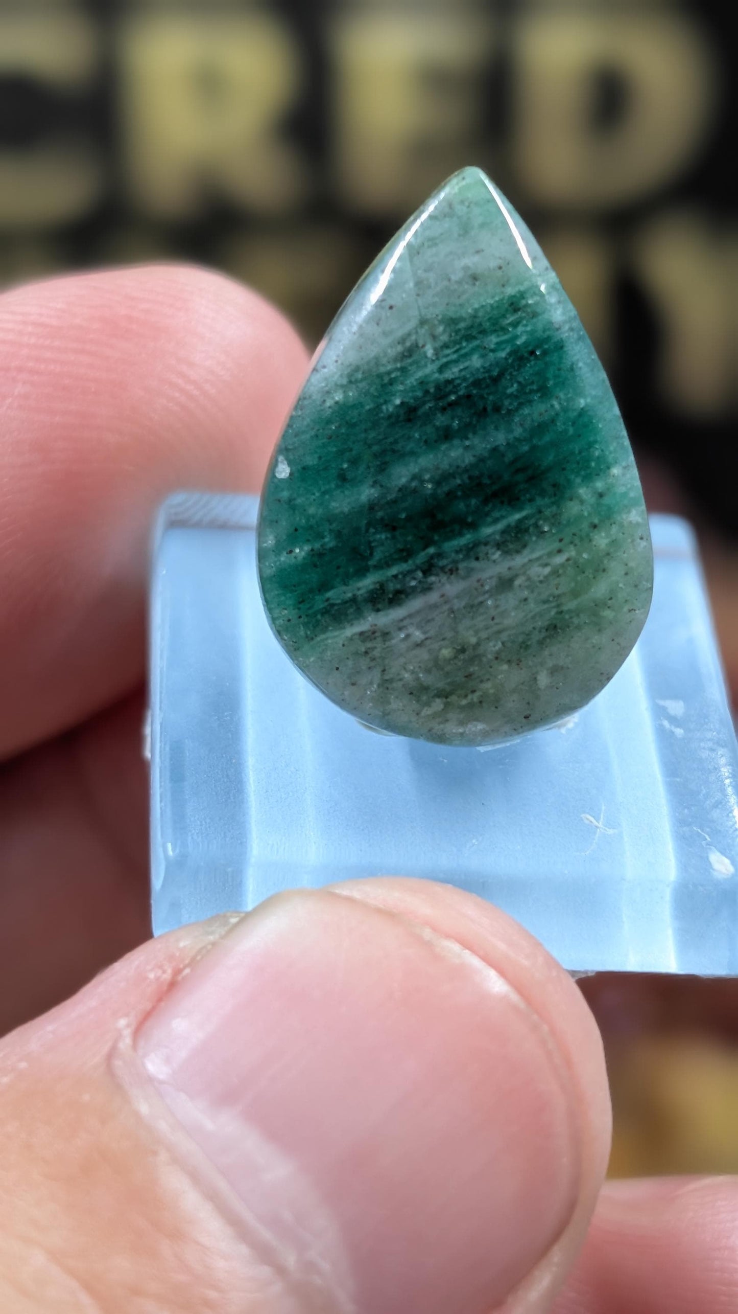 Green Aventurine - Karnataka, India - Cabochon Pair - Matched Deep Green with Natural Mica Sparkle