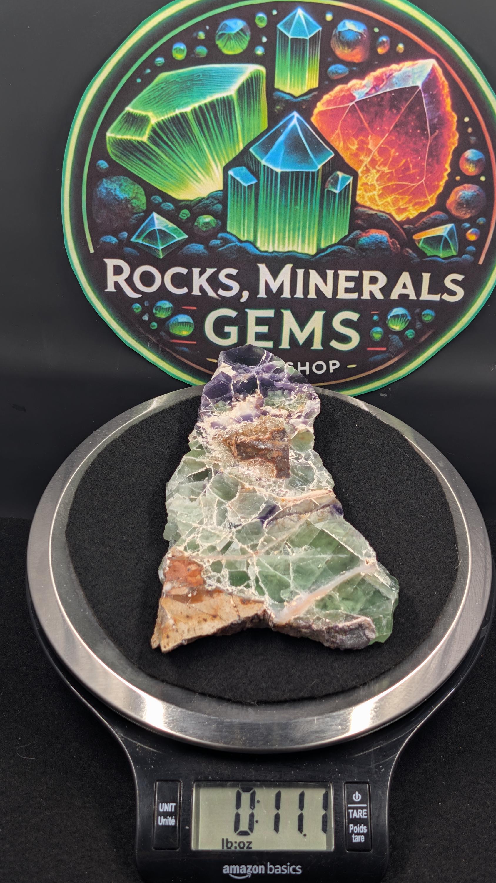 Fluorite Slab – Mexico – Durango – Polished Multi-Color Vein Section - Slab by Sacred Alchemy Studios