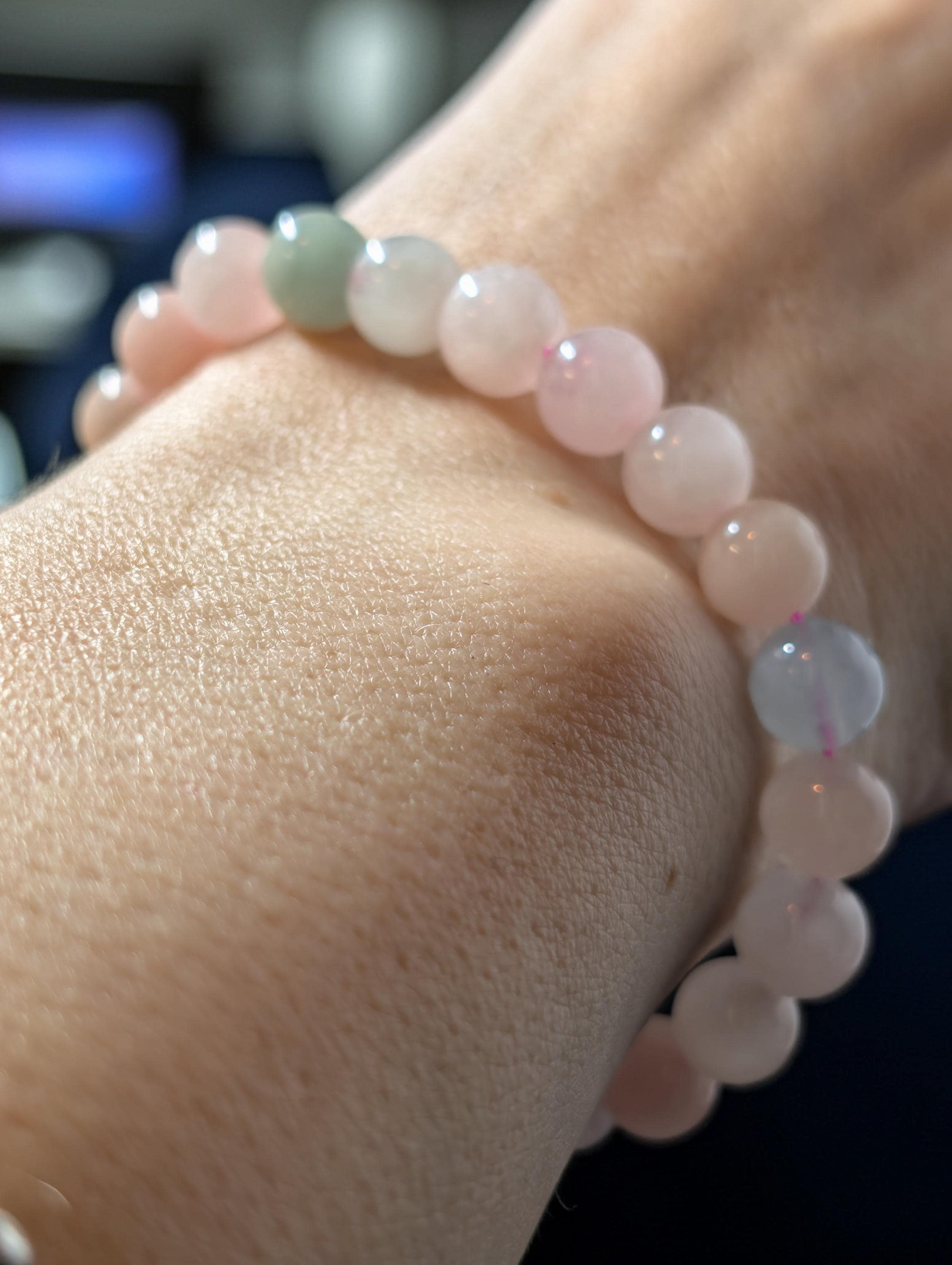 Morganite and Aqua Heliodor Bracelet - 6mm Beads - Gentle Pastel Tones by Sacred Alchemy Studios
