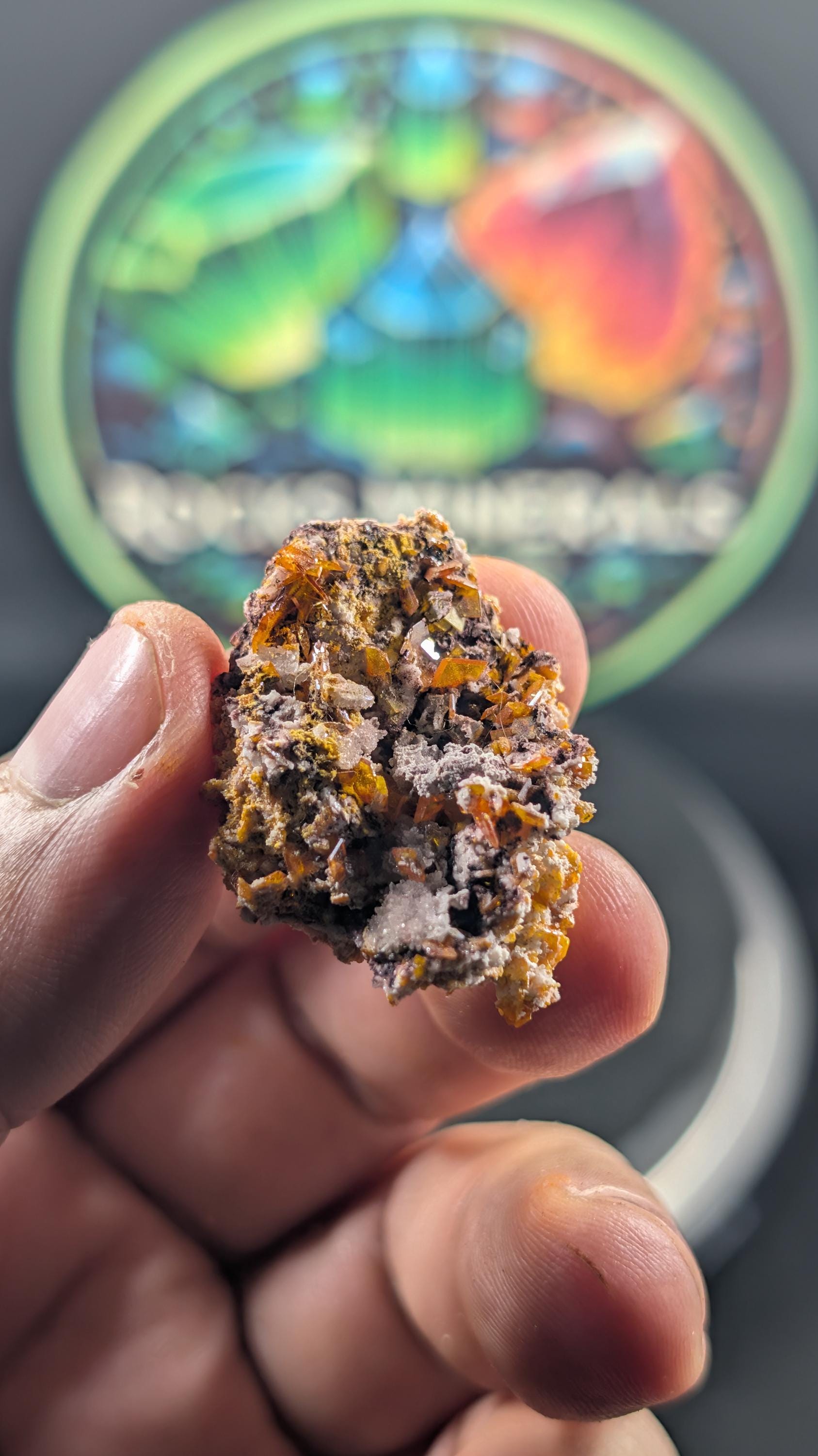 Wulfenite on Barite – Arizona - Rowell Mine, Maricopa County – Natural Specimen by Sacred Alchemy Studios