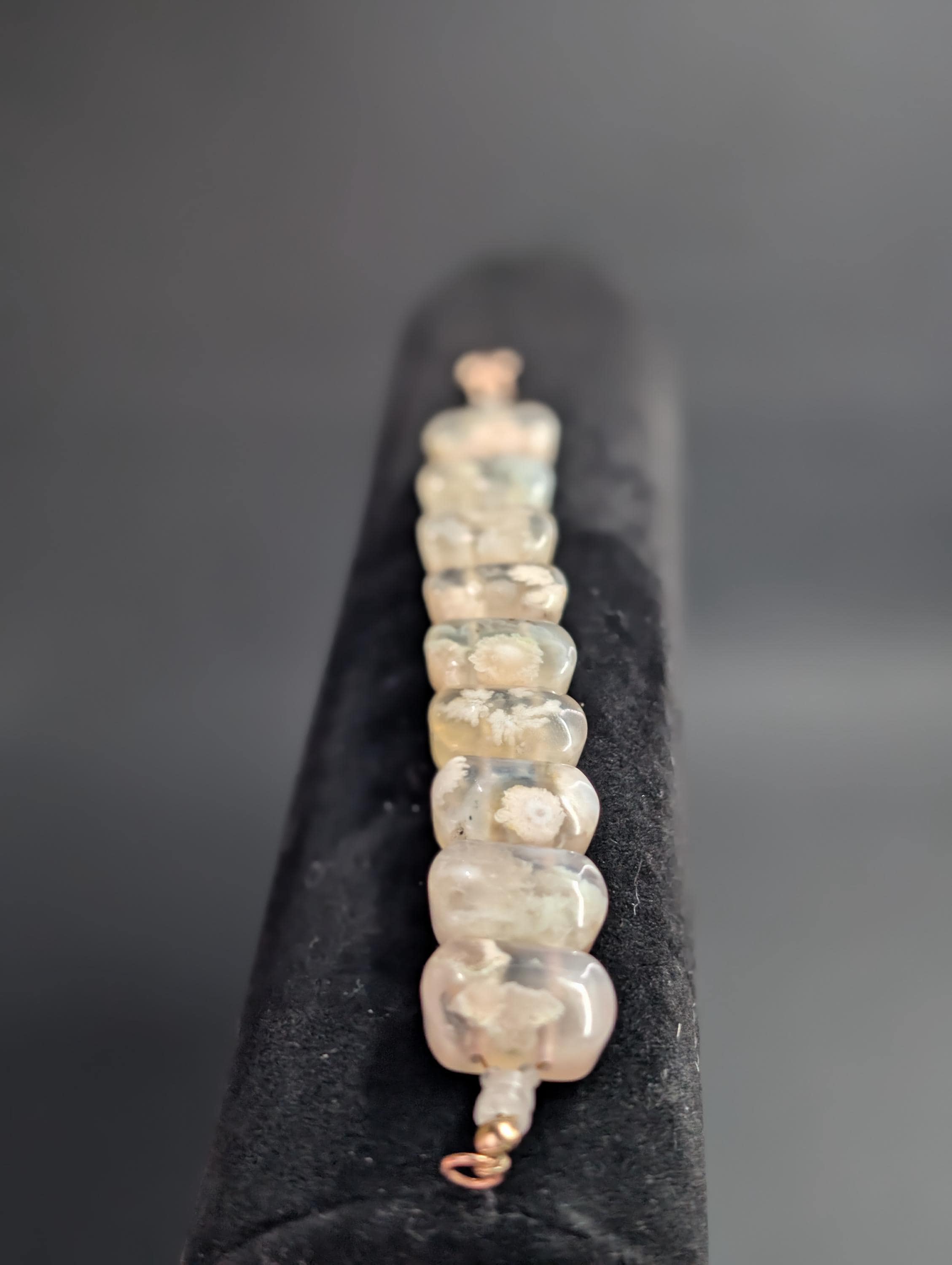 Flower Agate – Small Beads Moonstone - End Bead Rose Quarts - Madagascar – Bracelet by Sacred Alchemy Studios