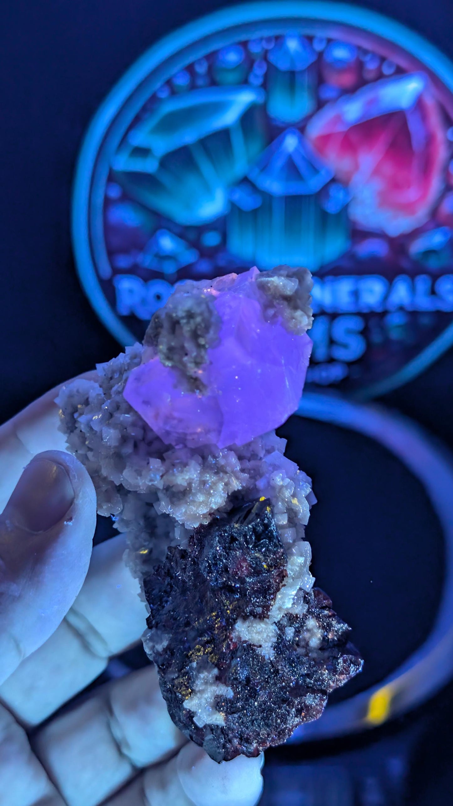 Sphalerite with Purple Fluorite on Dolomite