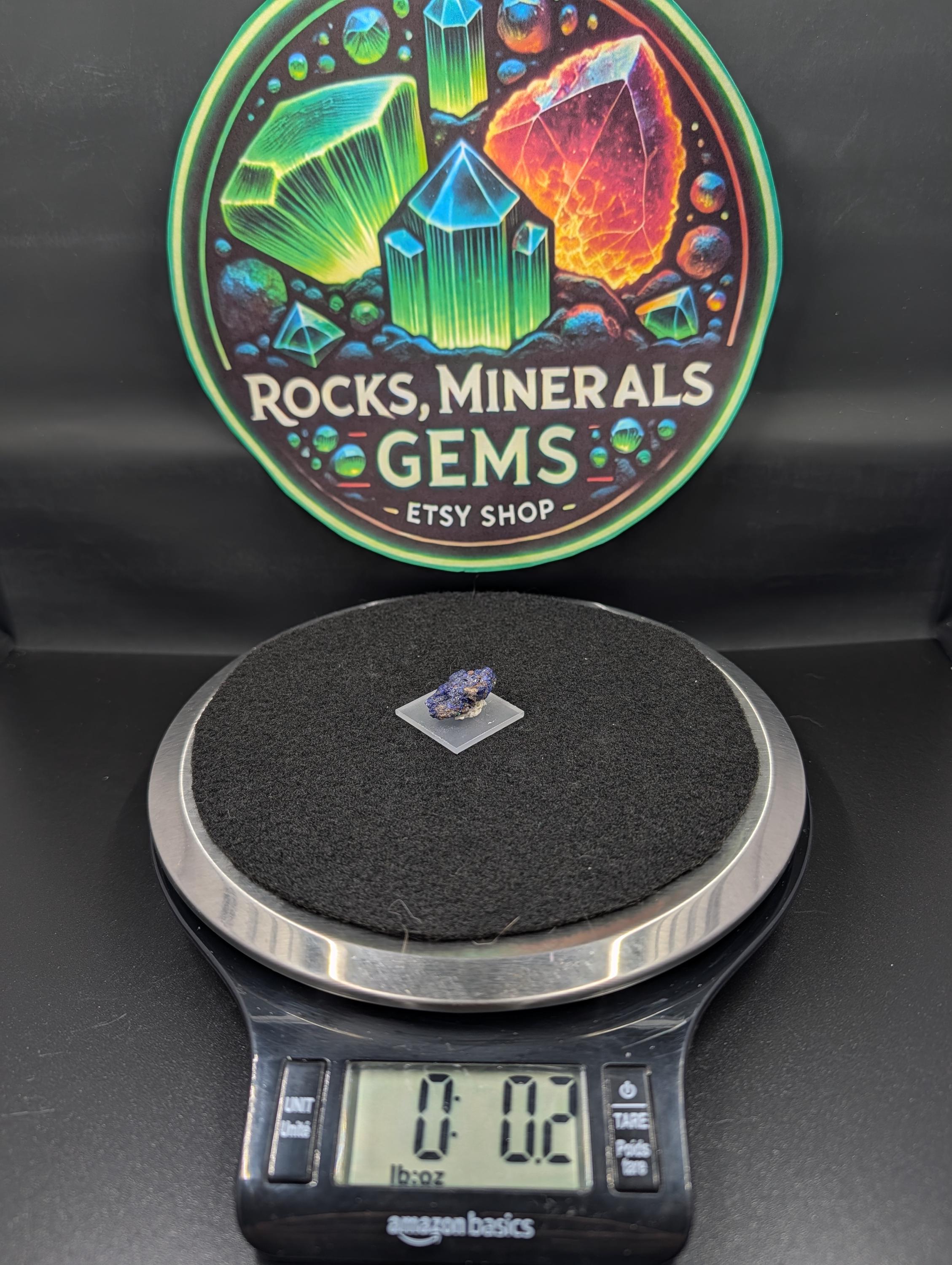 Azurite with Malachite and Calcite Crystals – Morenci Mine, Arizona