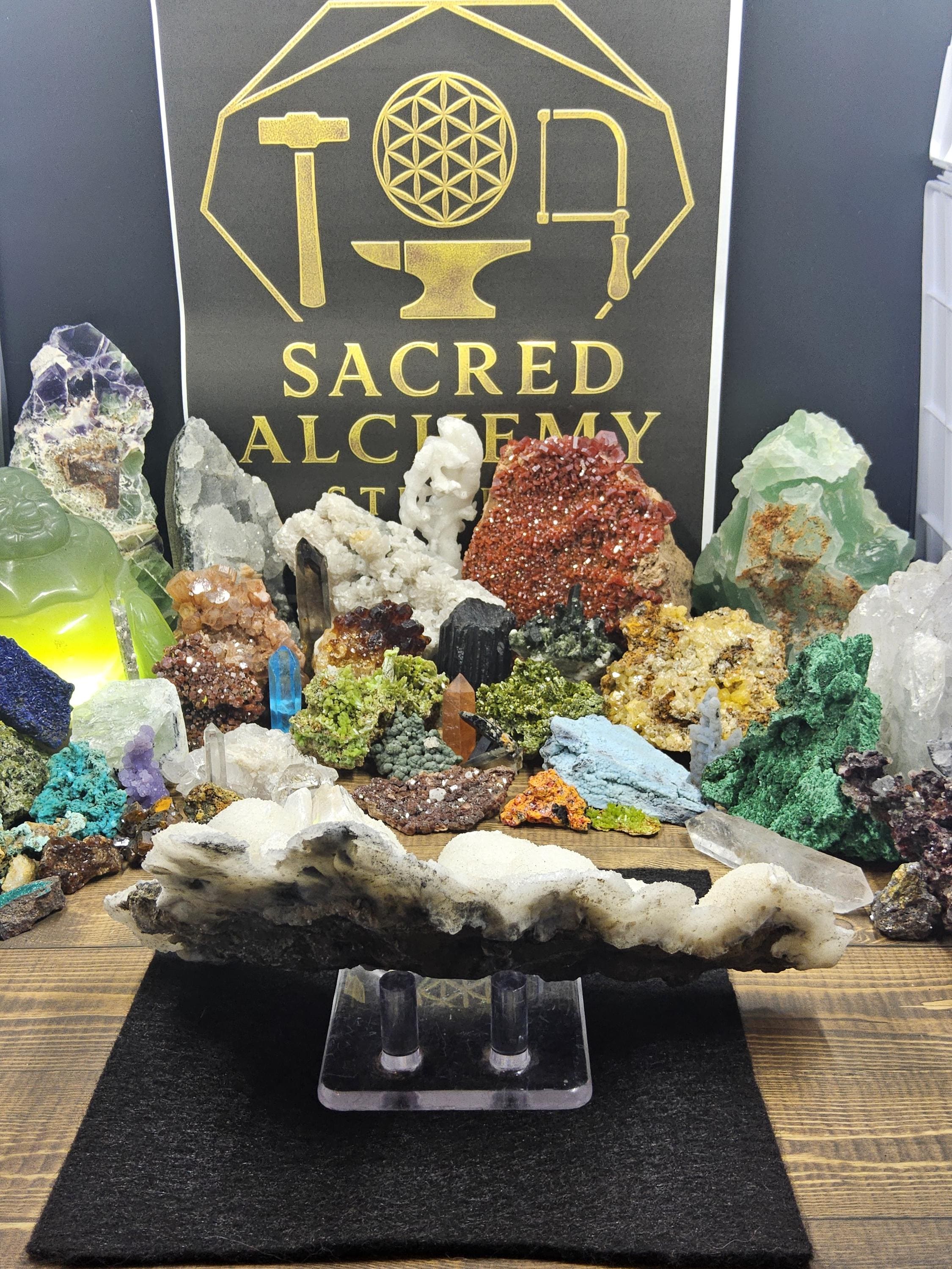 Calcite with Stilbite – United States – Wrangell, Alaska – Dramatic Sculptural Crystal Formation by Sacred Alchemy Studios
