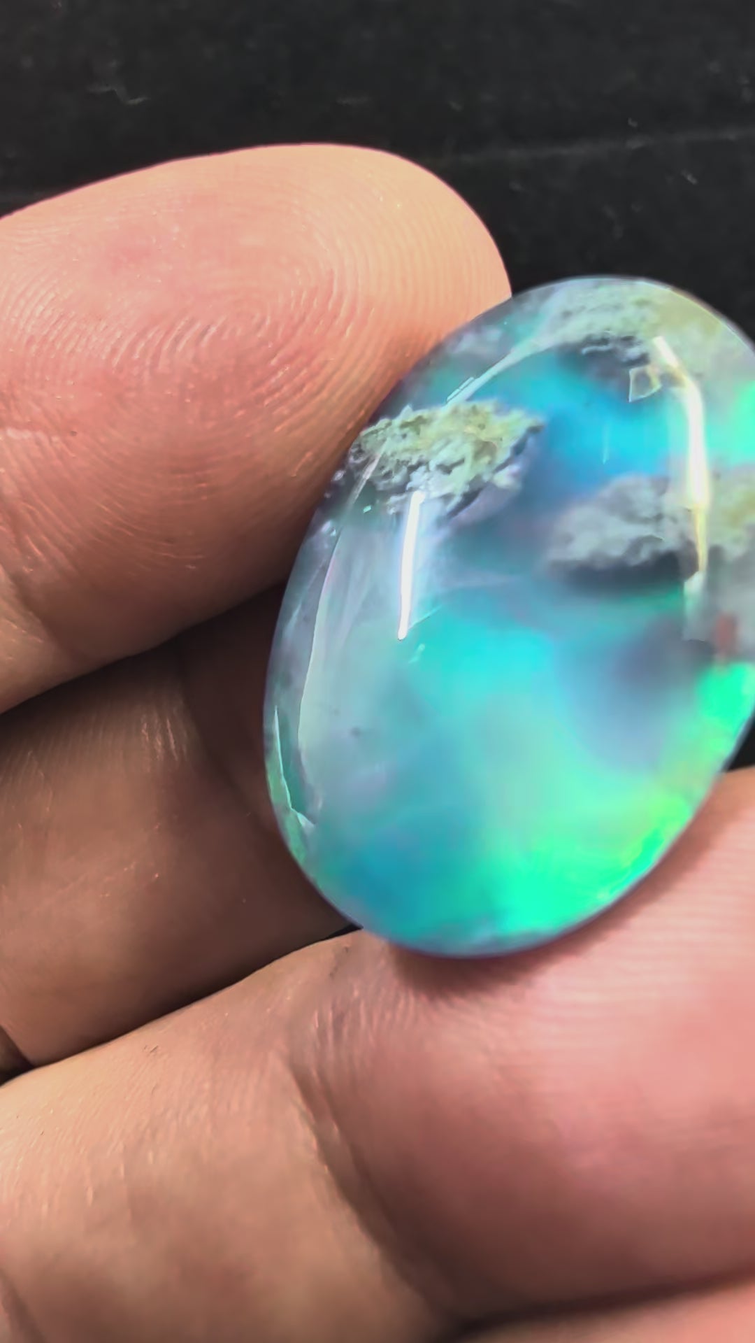 Caribbean Blue Moss Agate - Doublet Cabochon