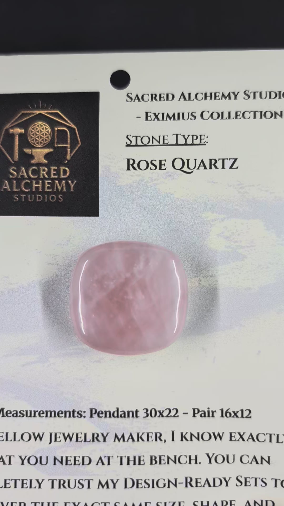 Sacred Alchemy Eximius Collection | Handcrafted Square Cushion Rose Quartz Cabochon (Minas Gerais, Brazil)