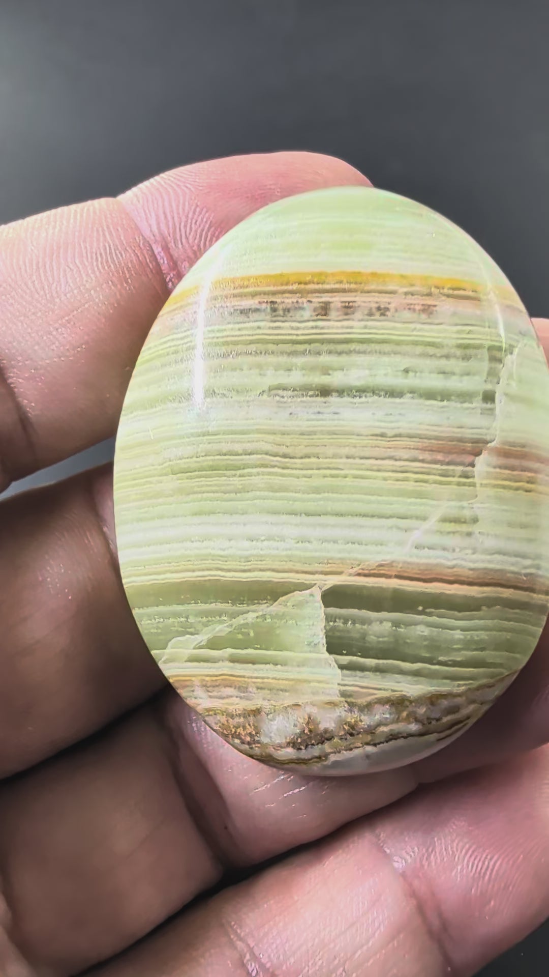 Green Banded Calcite Cabochon
