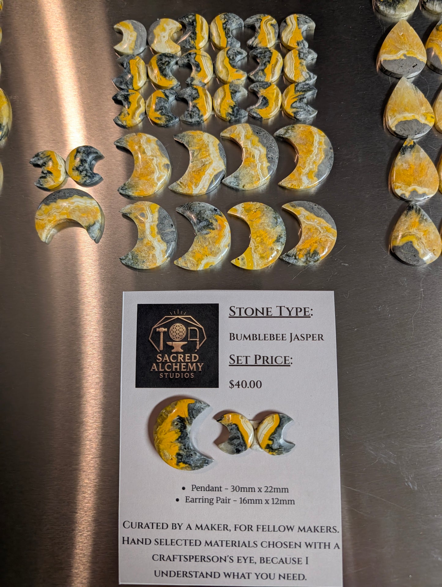 Crescent Moon Shape - Bumblebee Jasper - Calibrated Cabochon Sets