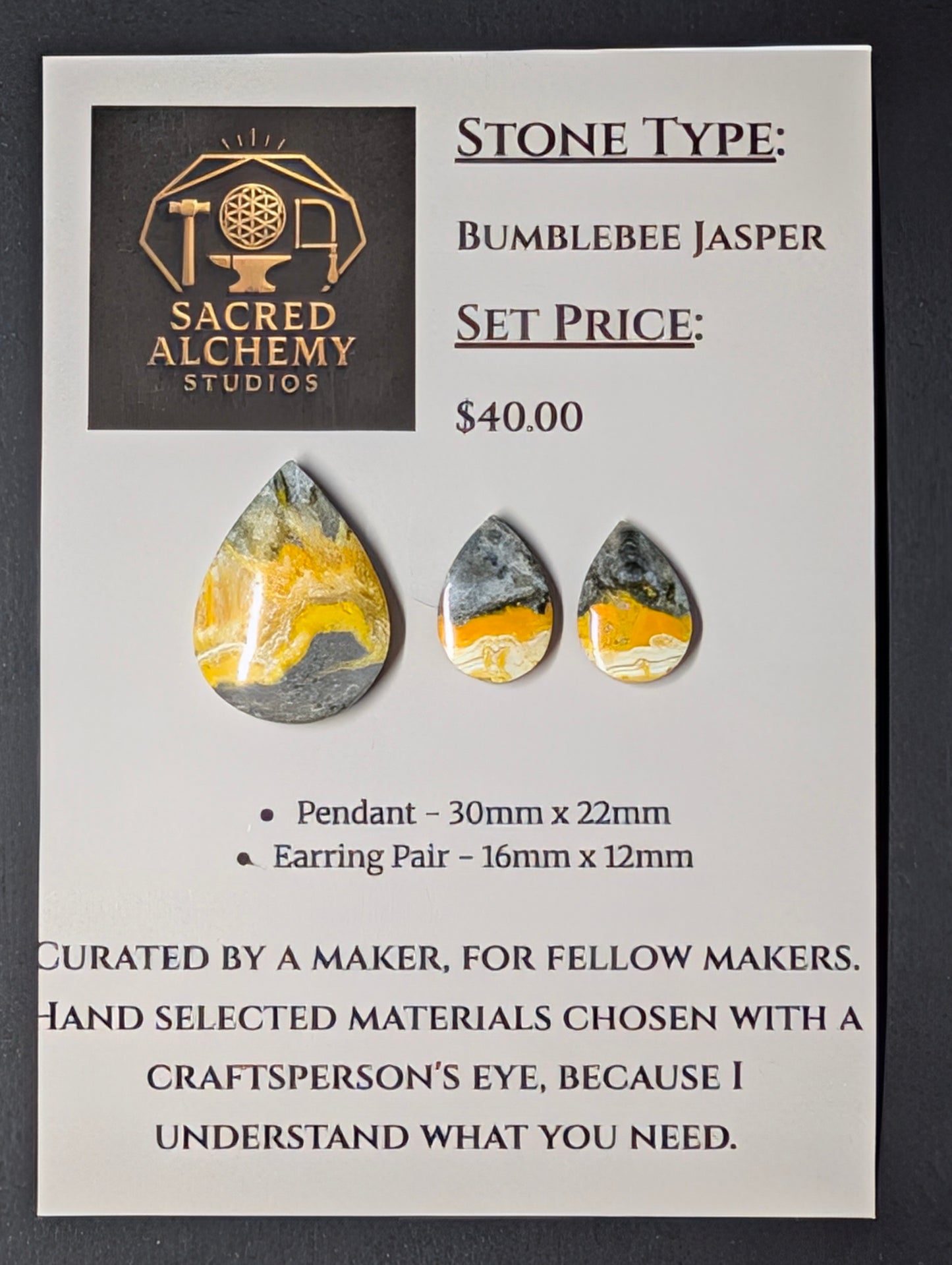 Tear Shape - Bumblebee Jasper - Calibrated Cabochon Sets