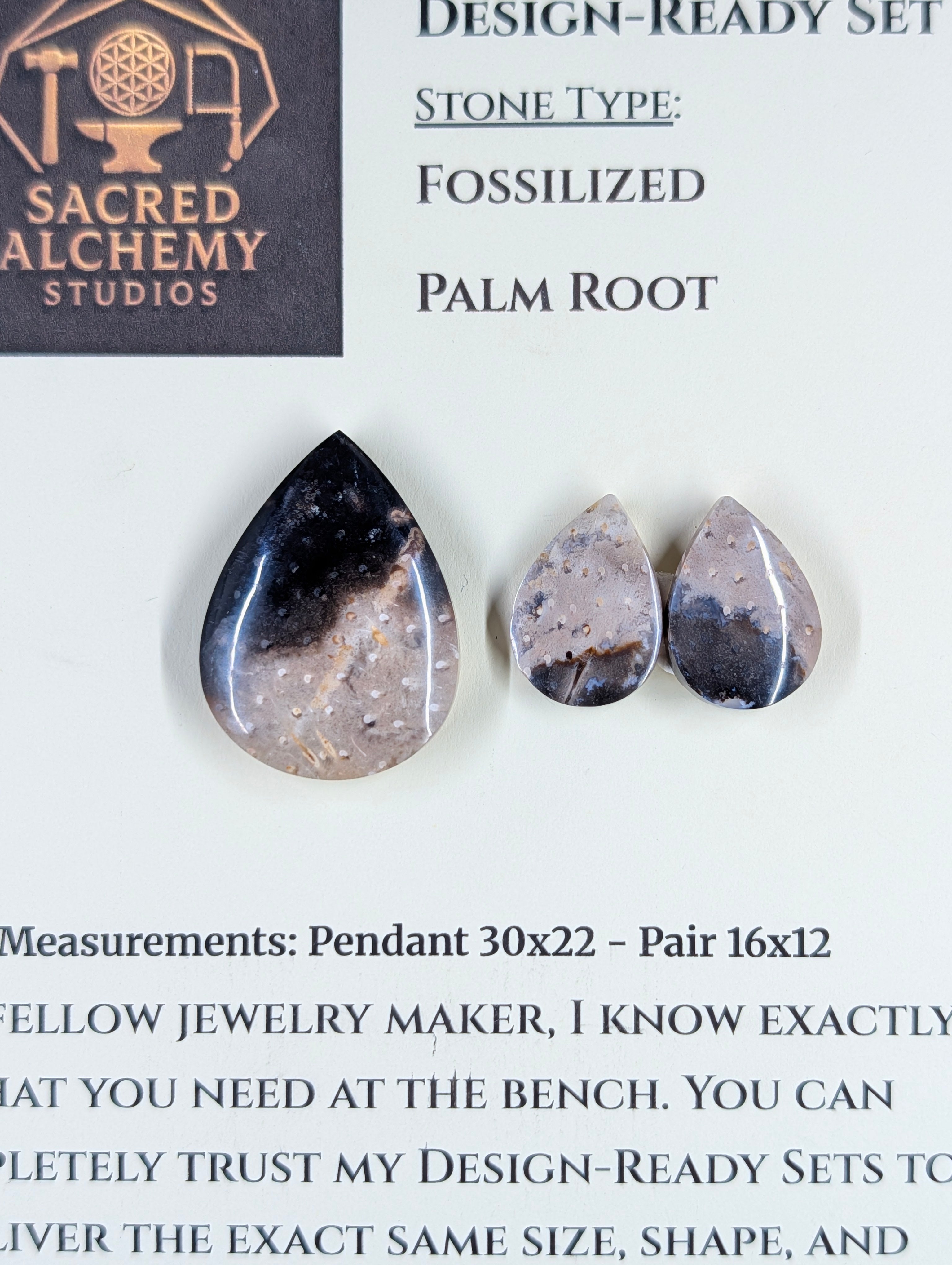 Tear Shape - Fossilized Palm Root - Design-Ready Set by Sacred Alchemy Studios